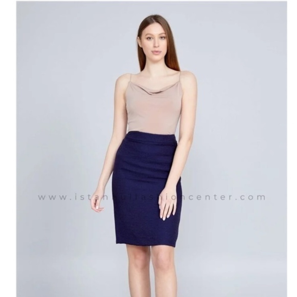 SARAR Womens Mini Solid Color Regular Navy Skirt Size 42